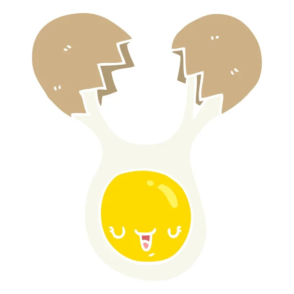 Flat Color Style Cartoon Cracked Egg — Stock Vector