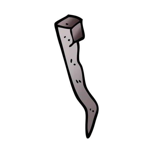 Cartoon Doodle Old Bent Iron Nail — Stock Vector