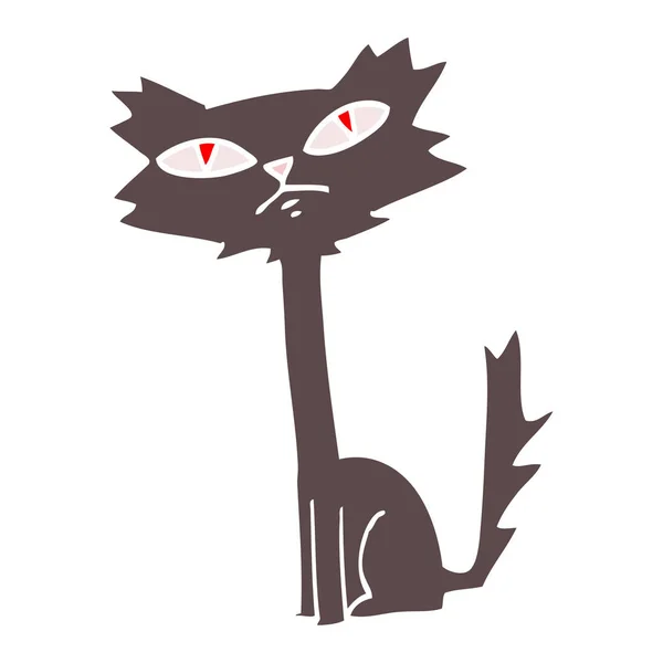Illustration Couleur Plate Dessin Animé Halloween Chat Noir — Image vectorielle