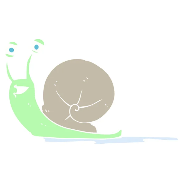Illustration Couleur Plate Escargot — Image vectorielle