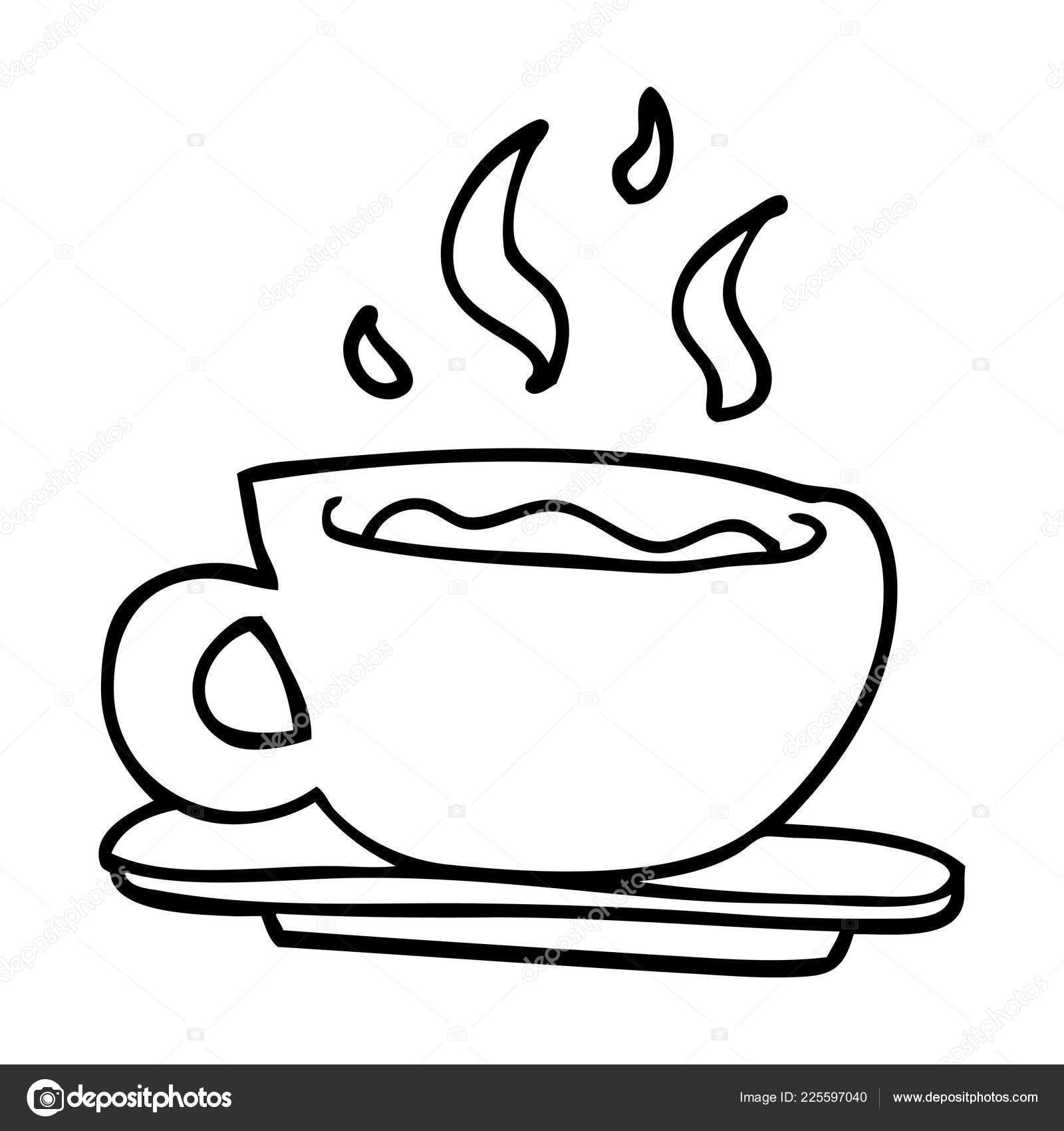 Linienzeichnung Cartoon Tasse Tee Vektorgrafik Lizenzfreie Grafiken C Lineartestpilot Depositphotos