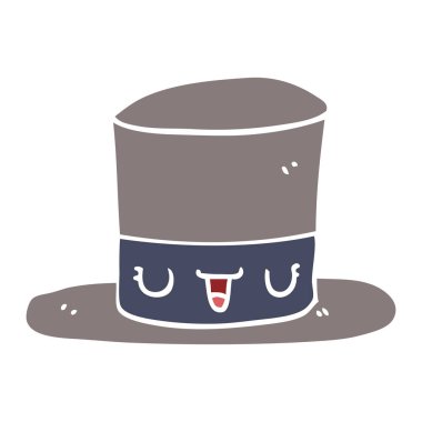 düz renk tarzı çizgi film üst şapka