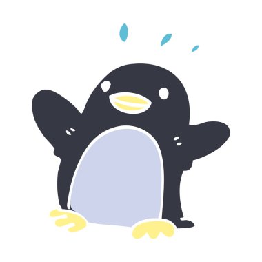 Doodle yılbaşı penguen karikatür