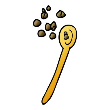 çizgi film üzerinde bir kaşık mısır gevreği doodle