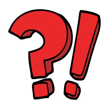 çizgi film doodle soru işareti ve ünlem işareti