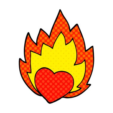 çizgi film doodle yanan kalp