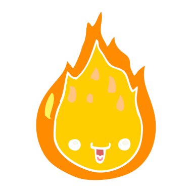 düz renk tarzı çizgi film alev