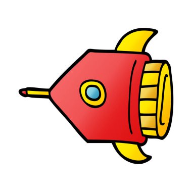 çizgi film doodle roket, vektör çizim