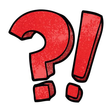 çizgi film doodle soru işareti ve ünlem işareti