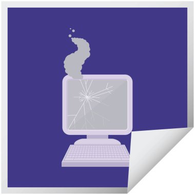 kırık bilgisayar grafik vektör çizim kare etiketi