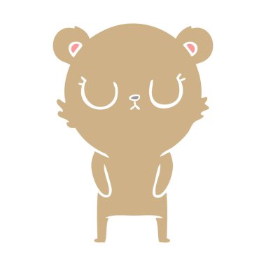 huzurlu düz renk tarzı çizgi film ayı