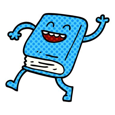 çizgi film doodle mutlu kitap sallayarak