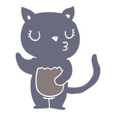 sevimli düz renk stil karikatür kedi