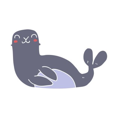 düz renk tarzı çizgi film mühür