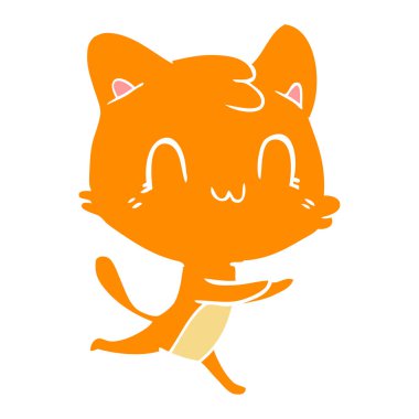 düz renk stil karikatür mutlu kedi