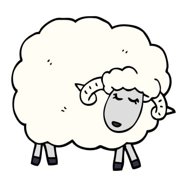 Doodle koyun boynuzlu çizgi film