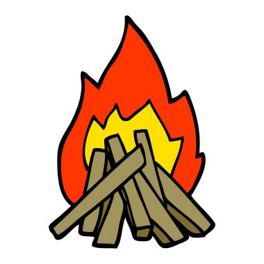 çizgi film doodle kamp ateşi