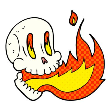 çizgi film doodle yanan kafatası