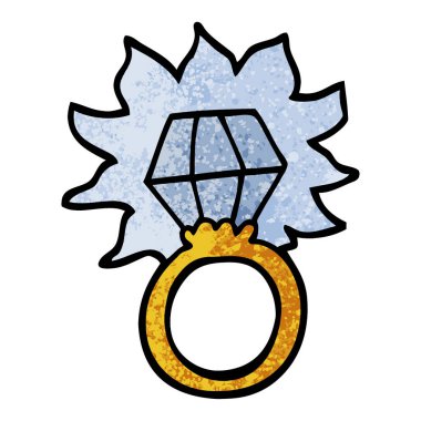 Grunge dokulu illüstrasyon karikatür elmas yüzük