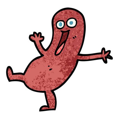 mutlu grunge dokulu illüstrasyon karikatür sosis