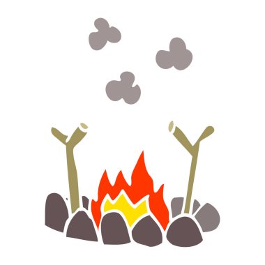 çizgi film doodle kamp ateşi