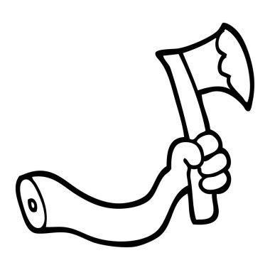 siyah beyaz çizgi film kol balta ile