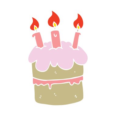 düz renk stil karikatür Doğum günü pastası