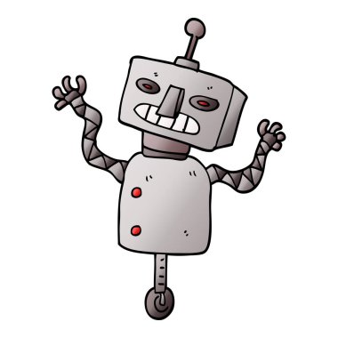 Doodle robot tekerlek üzerinde çizgi film