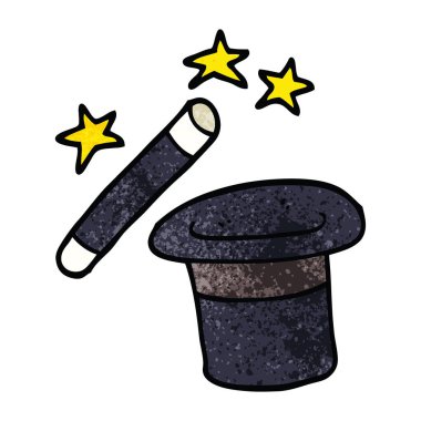 çizgi film doodle büyücüler şapka ve değnek