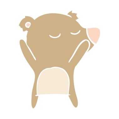 mutlu düz renk tarzı çizgi film ayı