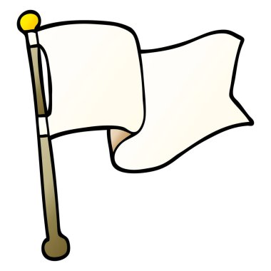 Doodle beyaz bayrak sallayarak çizgi film