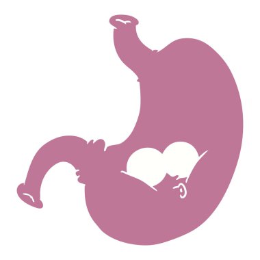 düz renk stili karikatür davul gibi şişmiş mide