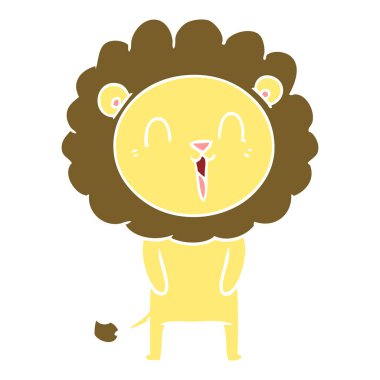 gülen aslan düz renk stil çizgi film