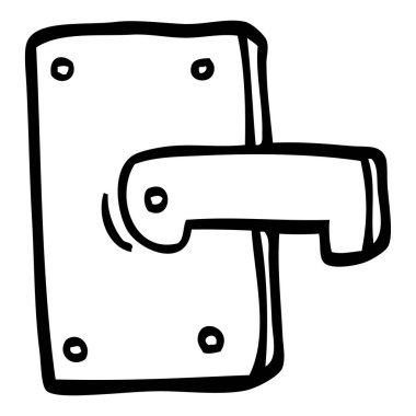 siyah beyaz çizgi film metal kapı kolu