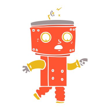 düz renk tarzı çizgi film robot işaret