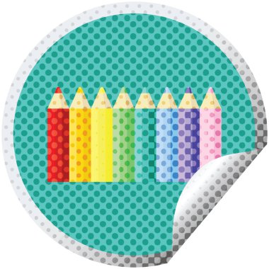 renk kalemler grafik vektör çizim dairesel etiket