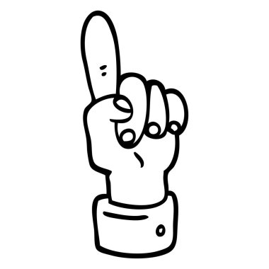 siyah ve beyaz çizgi film işaret eden bir ele