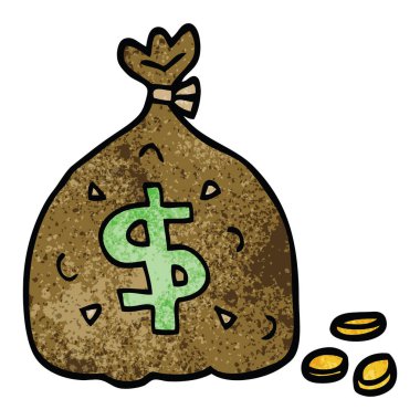 çizgi film doodle para çantası