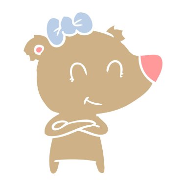 kadın ayı düz renk stil çizgi film