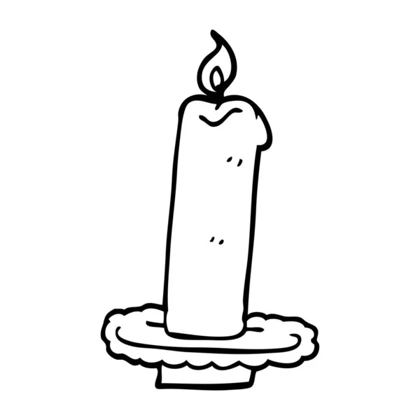 Line Drawing Cartoon Burning Halloween Candle — Stock Vector