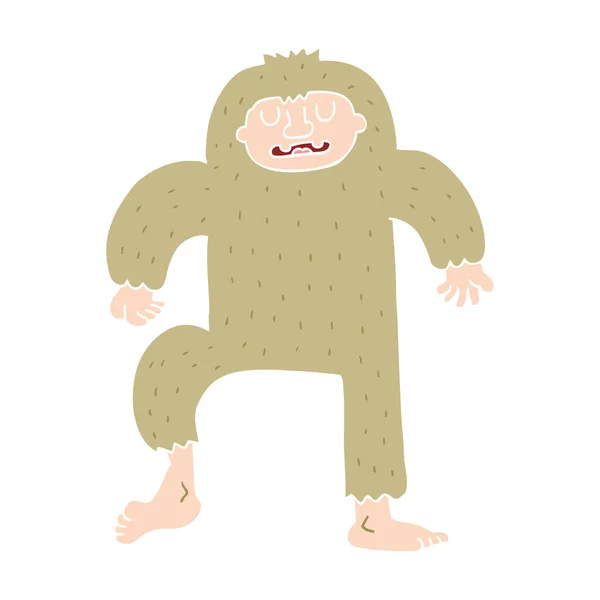 Flat Color Style Cartoon Bigfoot — Stock Vector