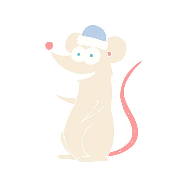 Εικονογράφηση Επίπεδη Χρώμα Της Ευτυχής Ποντίκι — Διανυσματικό Αρχείο