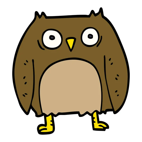 Funny Cartoon Doodle Owl — Stock Vector