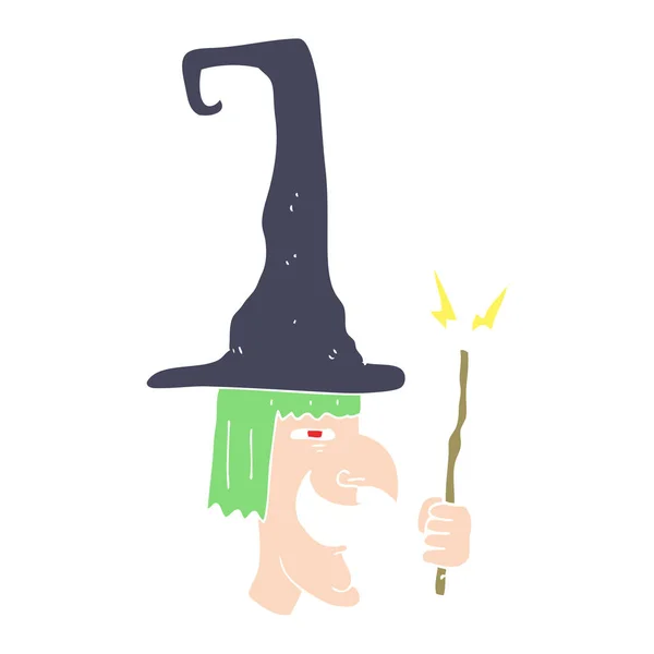Ilustracja Kolor Płaski Roześmiany Witch — Wektor stockowy