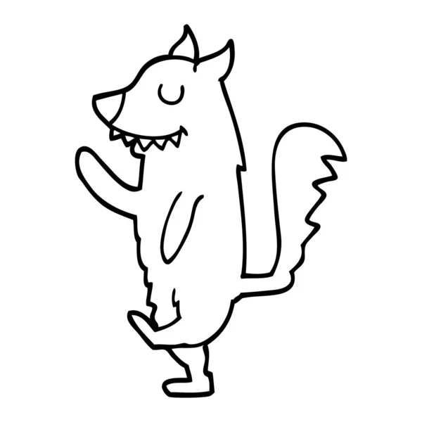 Kreslení Čar Kreslených Fox Chůzi — Stockový vektor