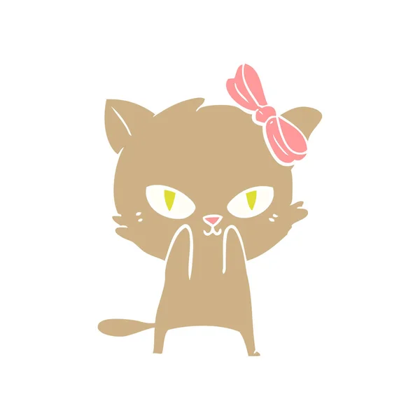 かわいいフラット カラー スタイル漫画猫 — ストックベクタ