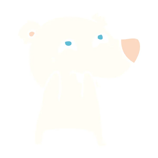 Piatto Stile Colore Cartone Animato Orso Polare Che Mostra Denti — Vettoriale Stock