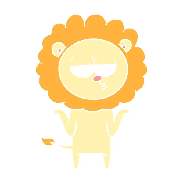 Επίπεδη Χρώμα Στυλ Καρτούν Βαρεθεί Λιοντάρι — Διανυσματικό Αρχείο