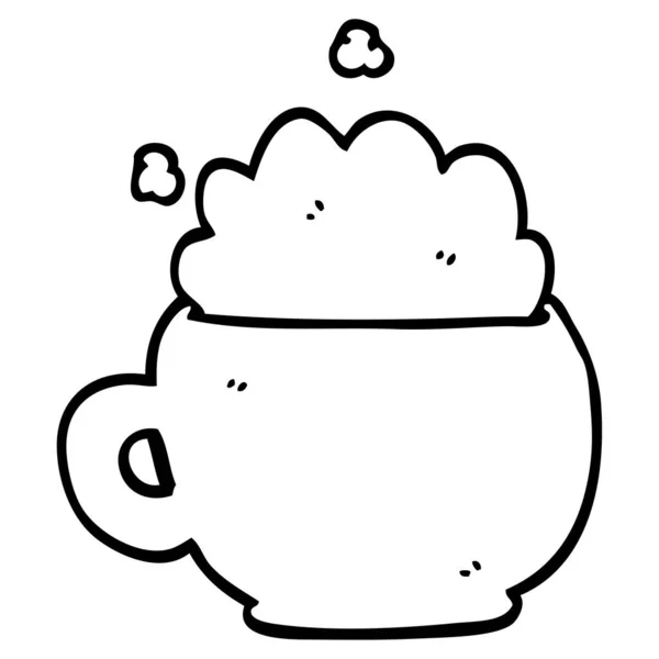 Línea Dibujo Dibujos Animados Espuma Latte — Vector de stock