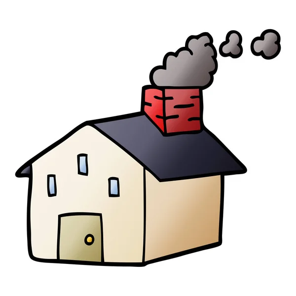 Cartoon Doodle House Smoking Chimney — Stock Vector